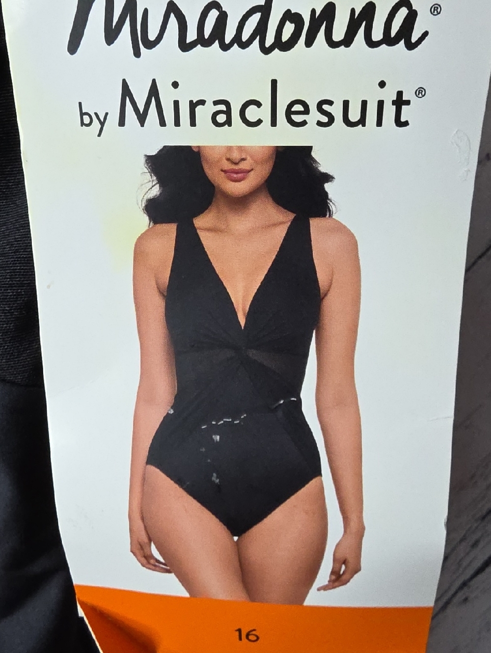 Miradonna Miraclesuit Black Twist-Front One-Piece Swimsuit Size 16